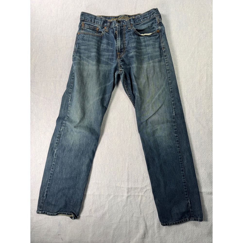 American Eagle Relaxed Straight Leg Jeans Mens 32x34 Medium Wash Blue Cotton